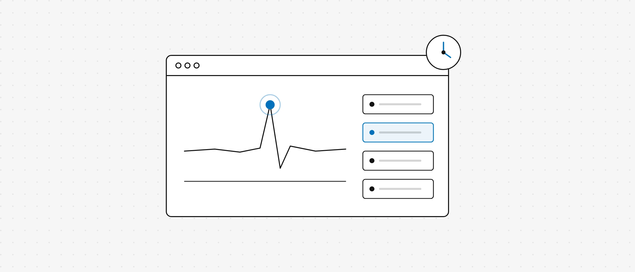 운영 감시 화면과 시계로 표현한 서비스 운영 대행 그림